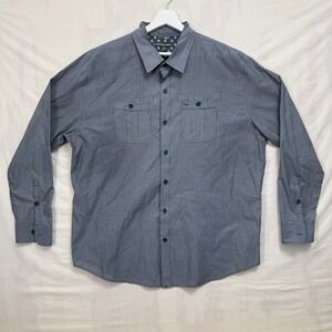 Geoffrey Beene Button Down Mens XL Blue Striped Long Sleeve Work Shirt